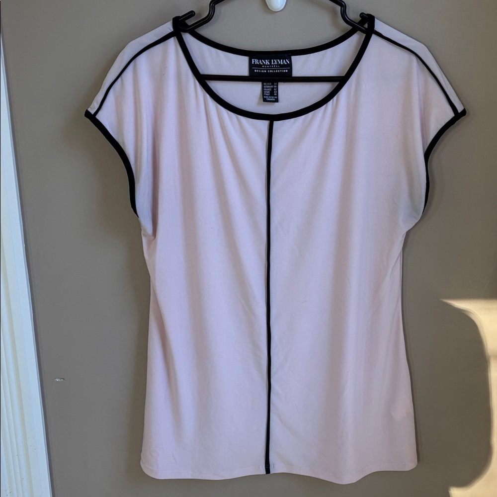 Frank Lyman Design Light Pink Blouse with Black Accents